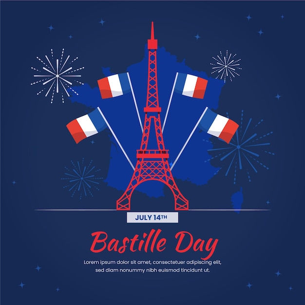 Free vector hand drawn bastille day illustration