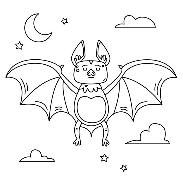 Hand drawn bat  outline illustration