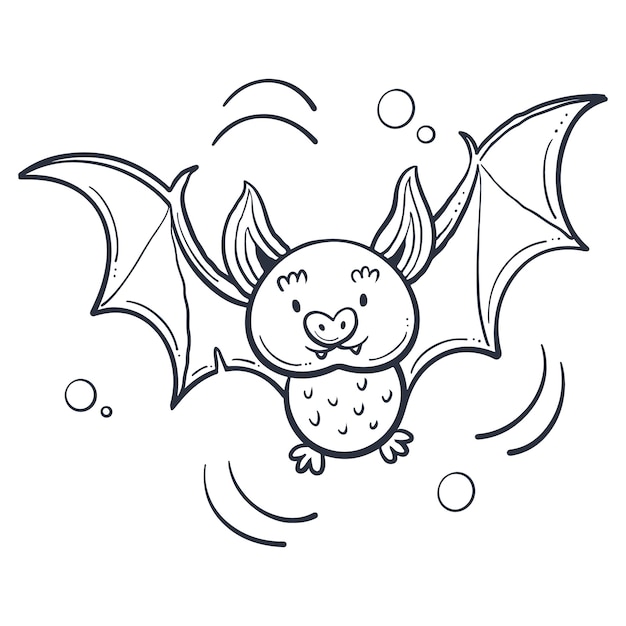 Hand drawn bat outline illustration