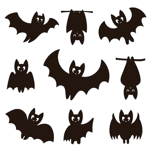 Free Vector hand drawn bat silhouettes collection for halloween celebration