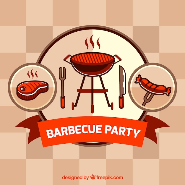 Hand drawn bbq elements badge