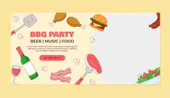 Free vector hand drawn bbq party horizontal banner