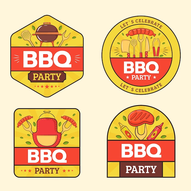 Hand drawn bbq  party labels  template