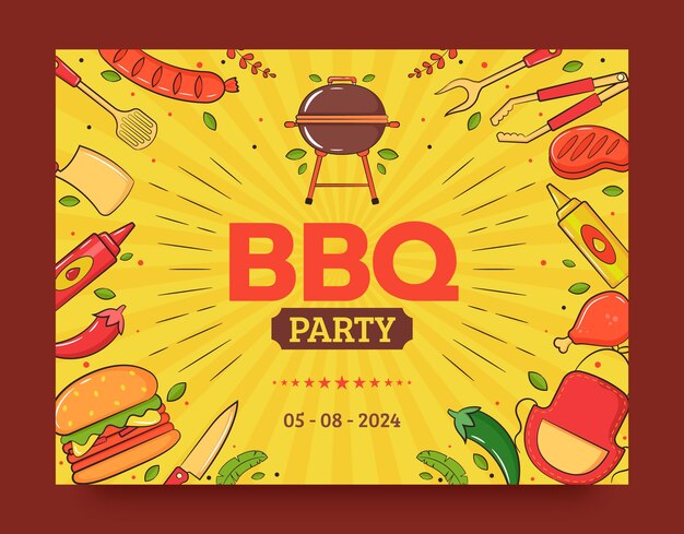 Free Vector hand drawn bbq  party photocall template