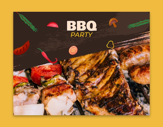 Hand drawn bbq party photocall template