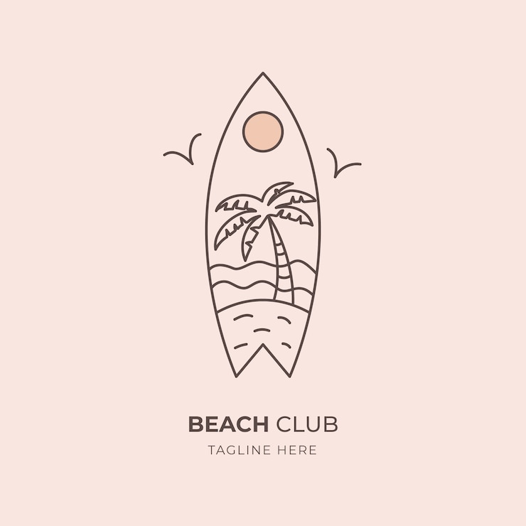 Free Vector hand drawn beach club logo design