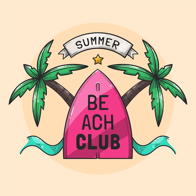 Hand drawn beach club logo design