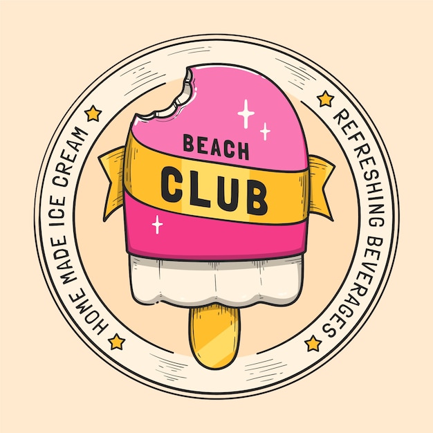Hand drawn beach club logo design