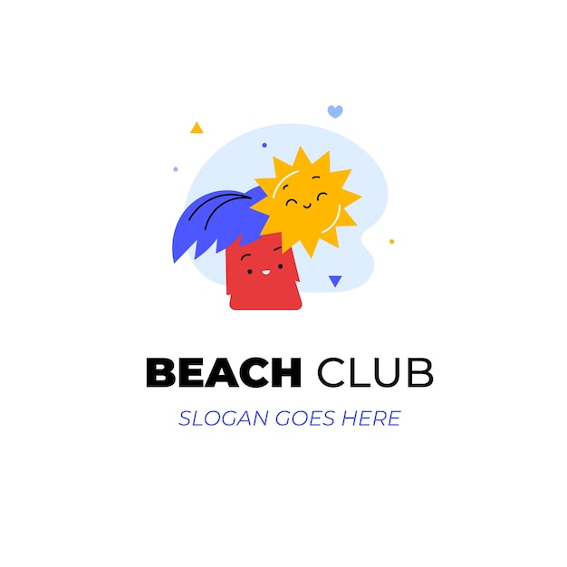 Vettore gratuito disegno del logo del beach club disegnato a mano