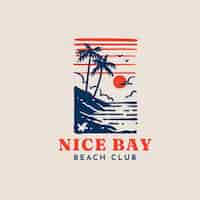 Vettore gratuito disegno del logo del beach club disegnato a mano
