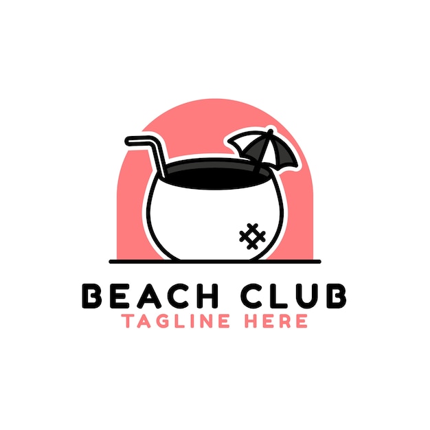 Ручной обращается шаблон логотипа пляжного клуба