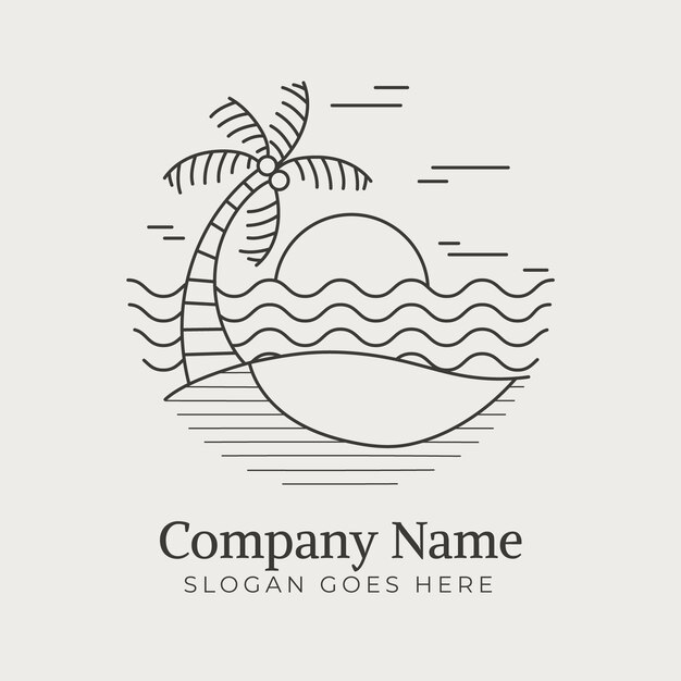 Hand drawn beach logo design