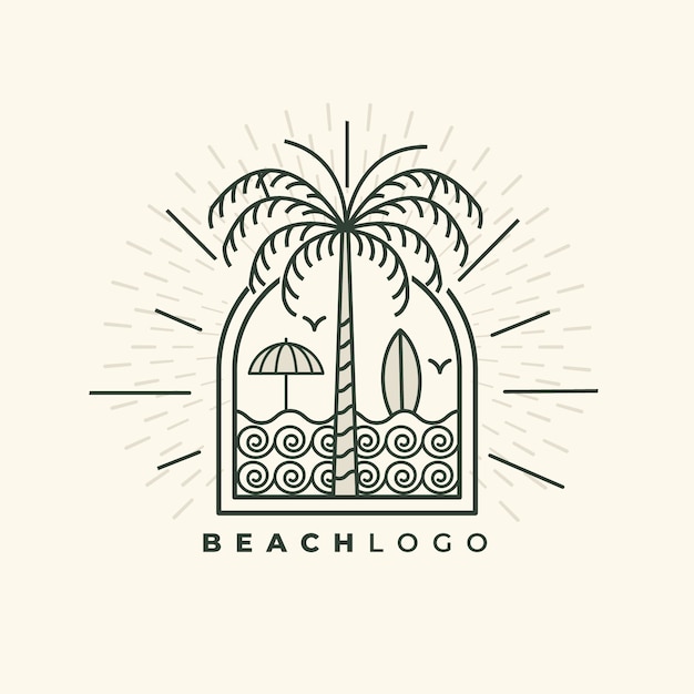 Hand drawn beach logo template