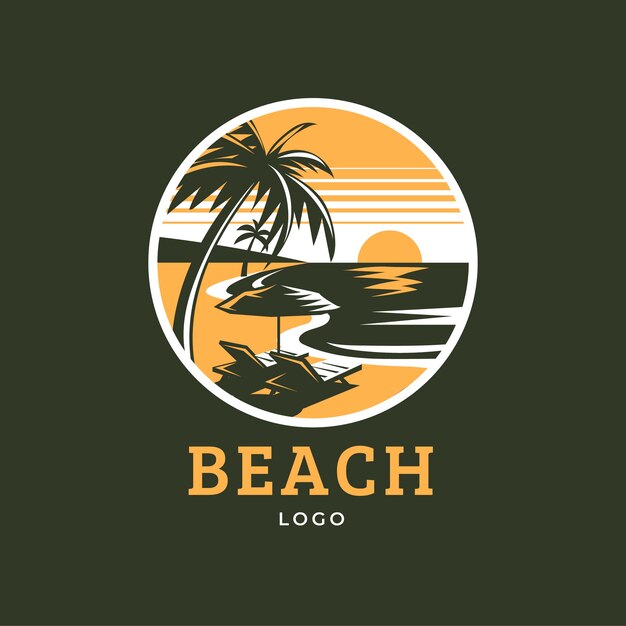 手描きのビーチのロゴのテンプレート