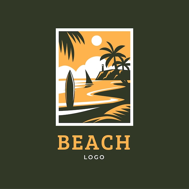 Hand drawn beach logo template