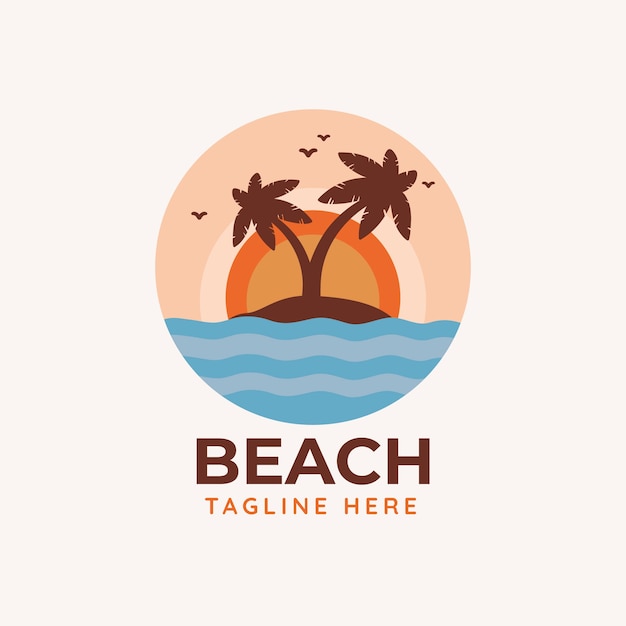 手描きのビーチのロゴのテンプレート