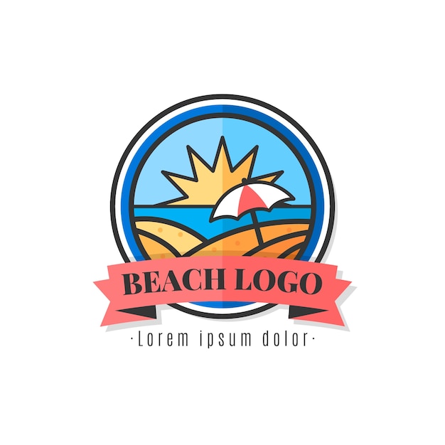 Hand drawn beach logo template