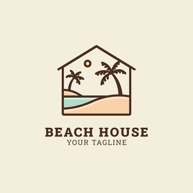 Hand drawn beach logo template