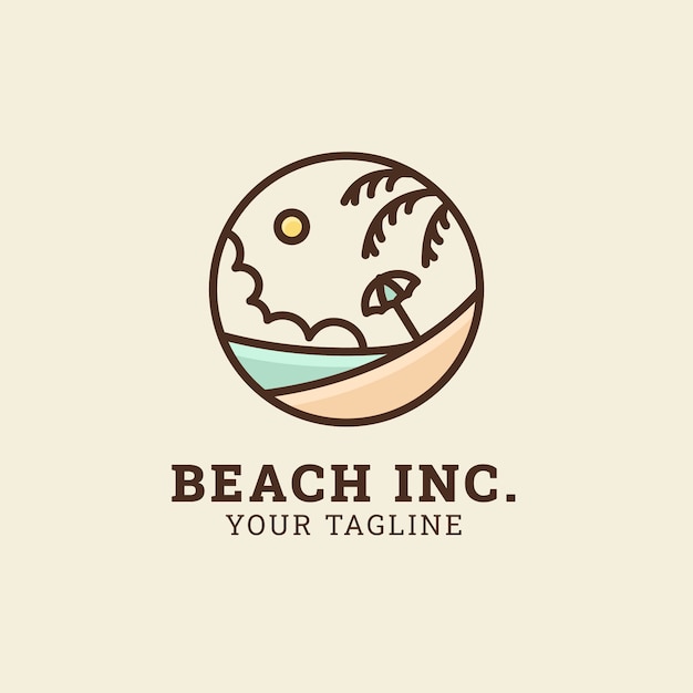 Hand drawn beach logo template