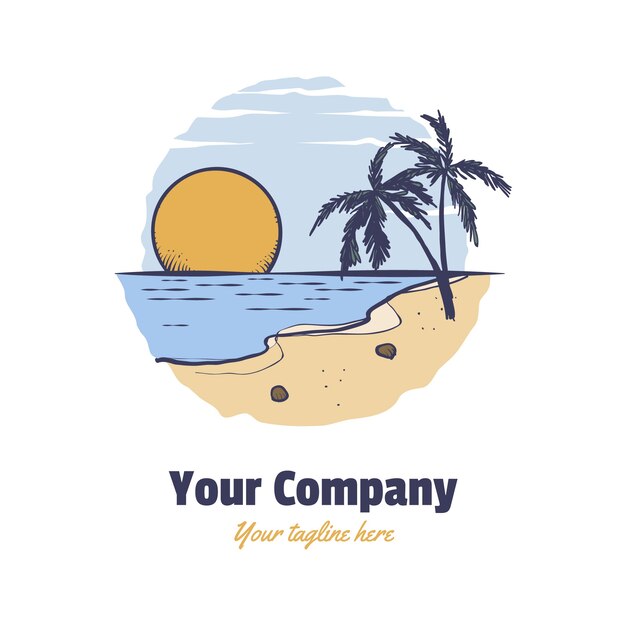 Ручной обращается шаблон логотипа пляжа
