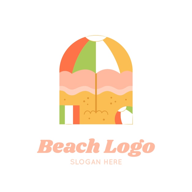 Бесплатное векторное изображение Ручной обращается шаблон логотипа пляжа