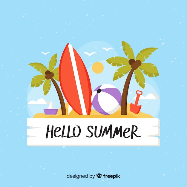 Free vector hand drawn beach summer background