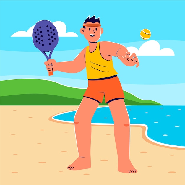 Hand drawn beach tennis illustration