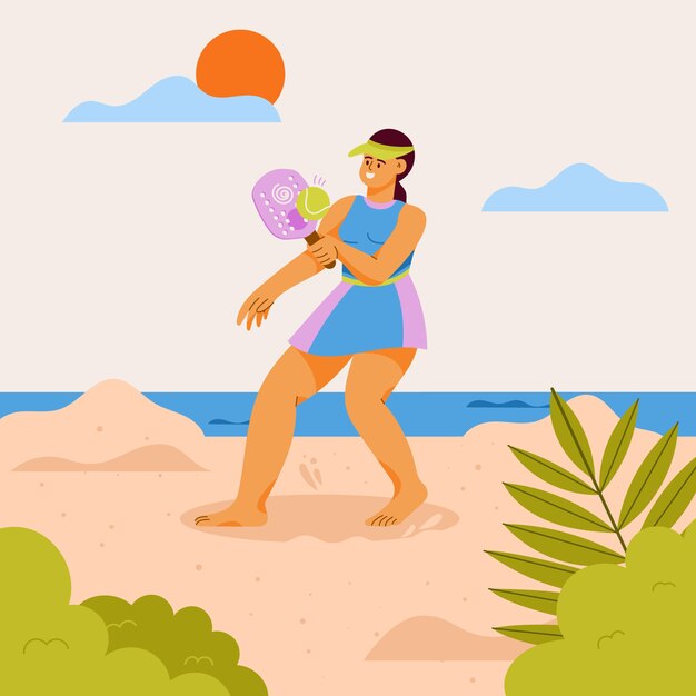 Hand drawn beach tennis illustration