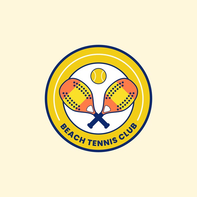 Hand drawn beach tennis logo template