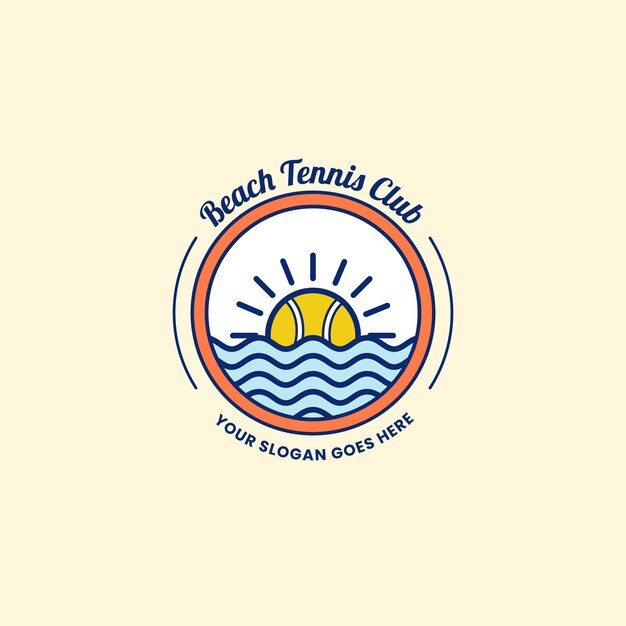 Hand drawn beach tennis logo template