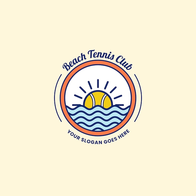 手描きのビーチテニスのロゴのテンプレート