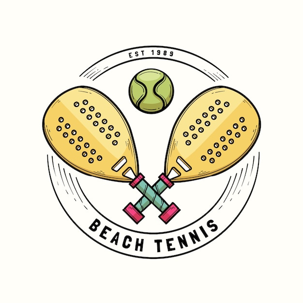 Hand drawn beach tennis logo