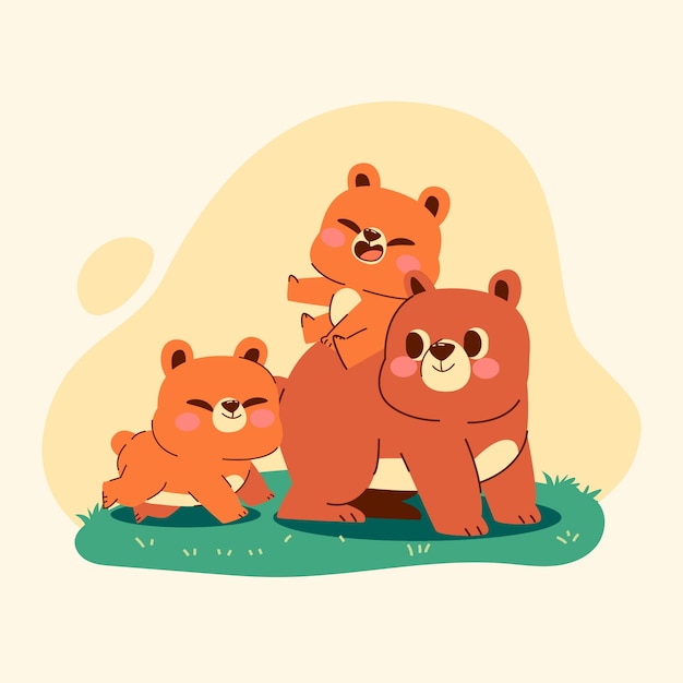 Hand drawn bear family illustration