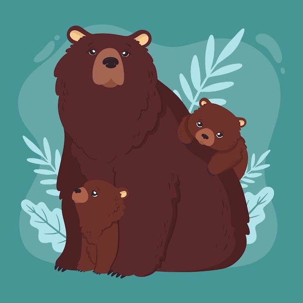 Free vector hand drawn bear family illustration