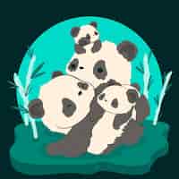 Бесплатное векторное изображение Нарисованная рукой иллюстрация семьи медведя