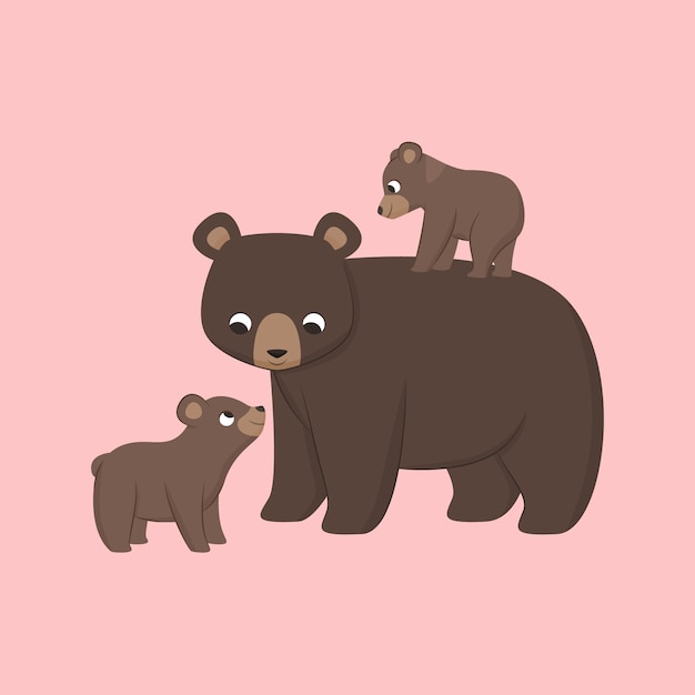 手描きクマ家族イラスト