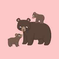 Free vector hand drawn bear family  illustration