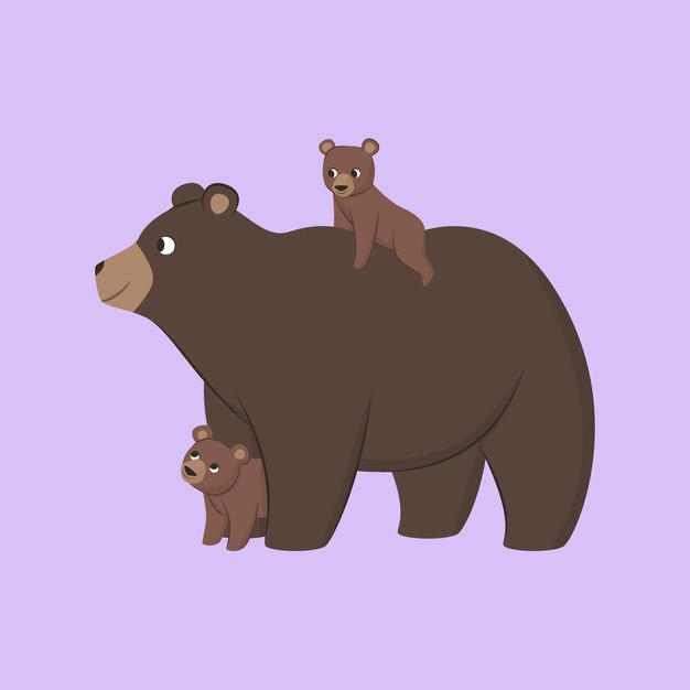 Нарисованная рукой иллюстрация семьи медведя