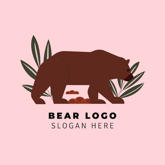 Modello di logo dell'orso disegnato a mano