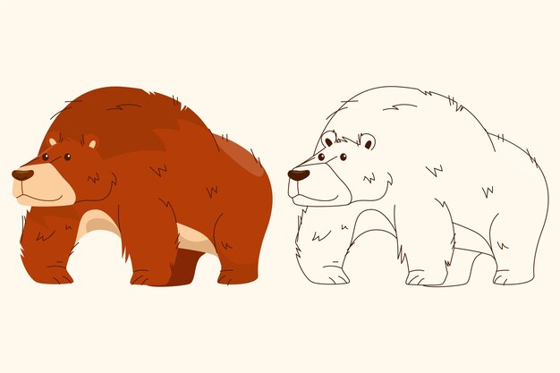 Hand drawn bear outline illustration