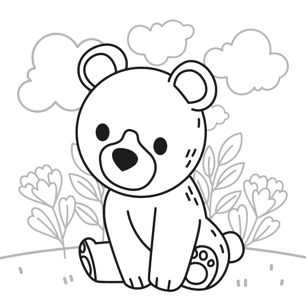Vettore gratuito illustrazione del profilo dell'orso disegnato a mano
