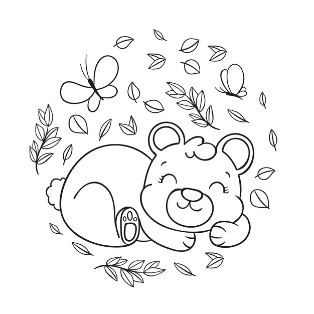 Hand drawn bear outline illustration