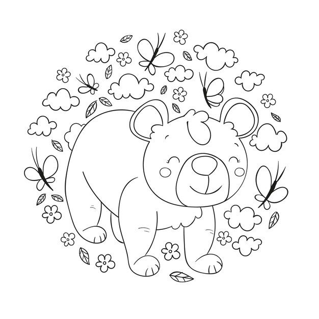 Hand drawn bear outline illustration