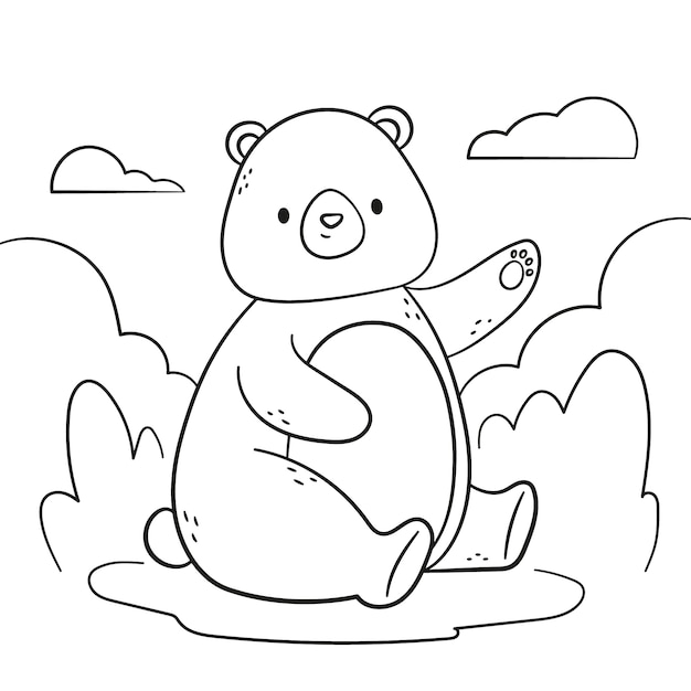 Hand drawn bear outline illustration