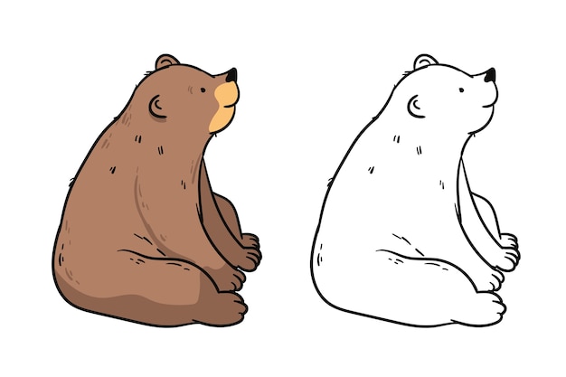 Hand drawn bear outline illustration