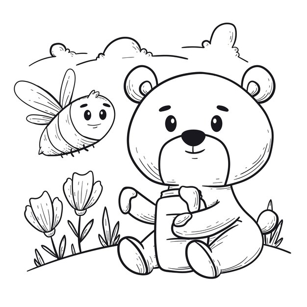 Hand drawn bear outline illustration