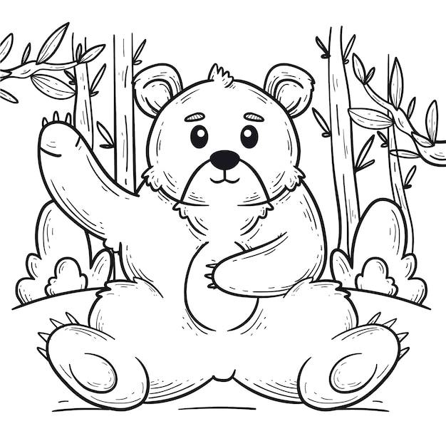 Бесплатное векторное изображение Нарисованная рукой иллюстрация контура медведя