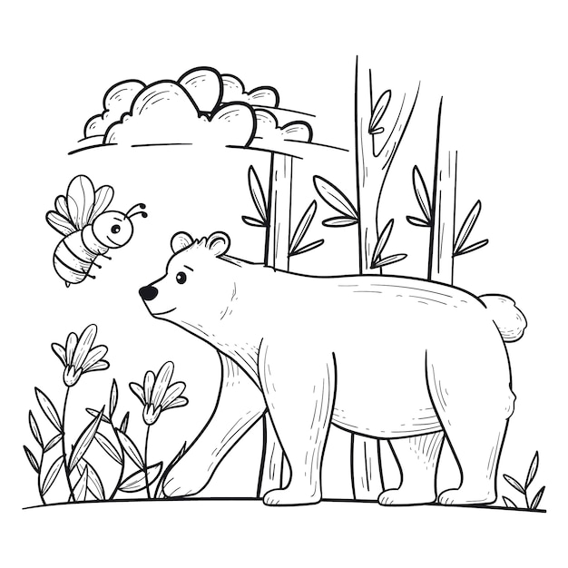 Free vector hand drawn bear outline illustration