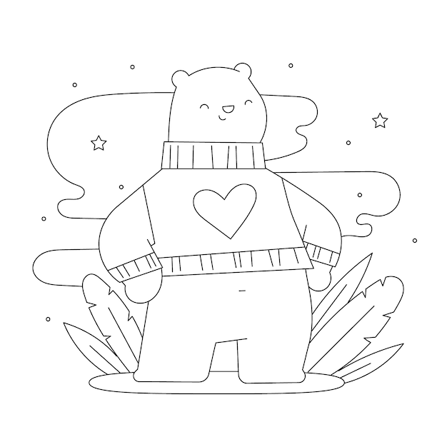 Illustrazione del profilo dell'orso disegnato a mano