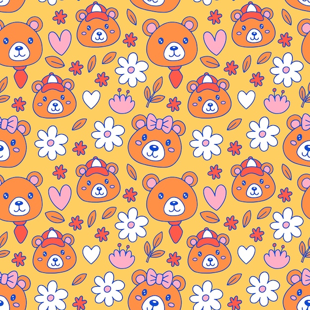 Hand drawn bear pattern